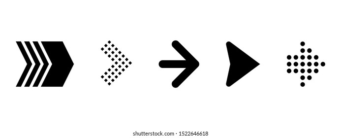 Set of new style black vector arrows isolated on white. Arrow vector icon. Arrows vector illustration collection