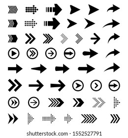 Set of new style black vector arrows isolated on white. Arrow vector icon. Arrows vector illustration collection