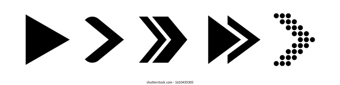 Set of new style black vector arrows isolated on white. Arrow icon.