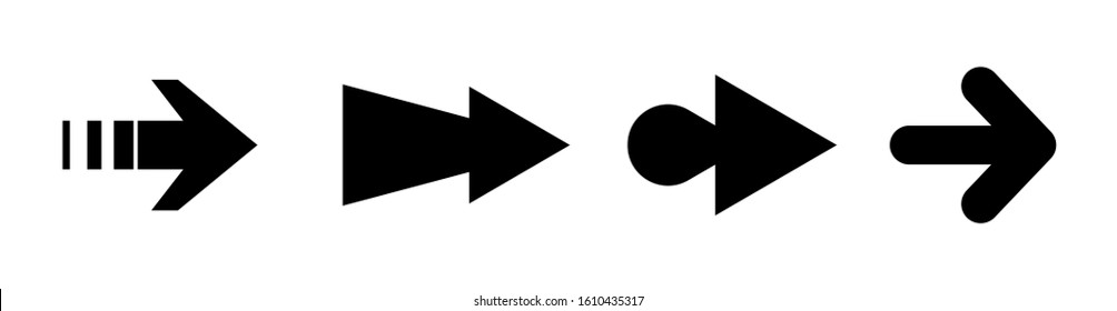 Set of new style black vector arrows isolated on white. Arrow icon.