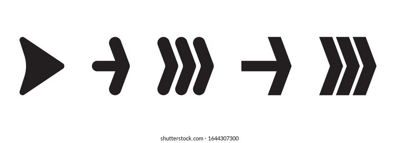 Set of new style black vector arrows isolated on white. Arrow vector icon. Arrows vector illustration collection