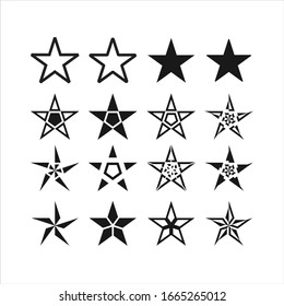 Set of new style black vector star isolated on white. Star vector icon. Star vector illustration collection