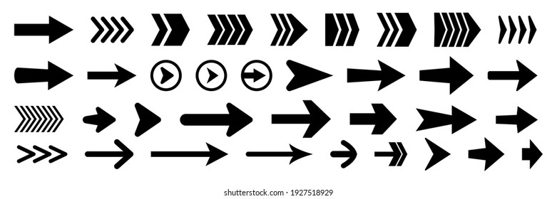 Set de noi săgeți vectoriale negre stil izolat pe alb. pictograma vectorială săgeată. Colecție ilustrații vectoriale săgeți