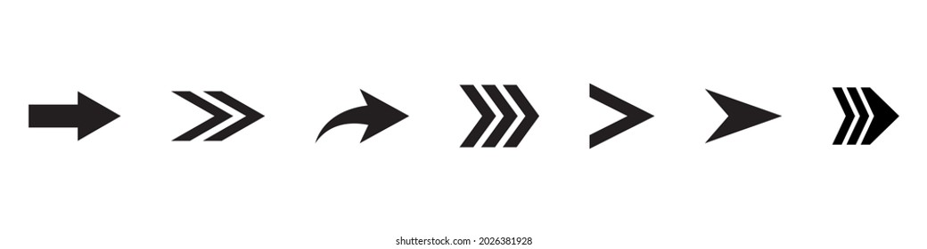 Set of new style black vector arrows isolated on white. Arrow vector icon. Arrows vector illustration collection