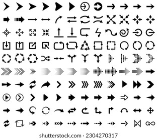 Set of new style in black vector arrows isolated on white. Arrow vector icon. Arrows vector illustration collection