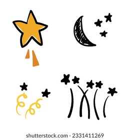 Set of new style black vector star isolated on white. Vector symbols star isolated on white background. Star icons. Twinkling stars. Sparkles, shining. 