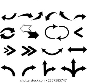 Set of new style black vector arrows isolated on white background. Replaceable Vector icon arrow. Arrows vector illustration collection.