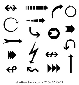 Set of new style black vector arrows. Arrow vector icon, Arrows vector illustration collection, Black arrow design.
