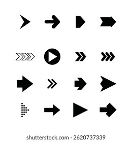Set of new style black vector arrows isolated on white. Arrow vector icon. Arrows vector illustration collection