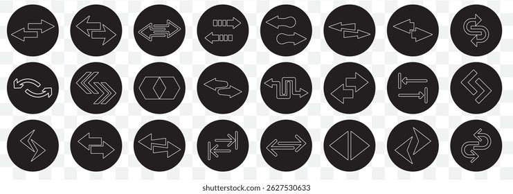 Set of new style black vector arrows isolated in Stroke. Arrow vector icon set. Arrows vector illustration collection on Transparent Background. EPS 10.