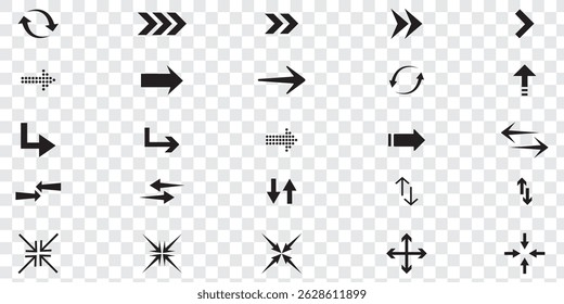 Set of new style black vector arrows isolated on white. Arrow vector icon. Arrows vector illustration collection, Arrows big black set icons, arrow icon, modern simple arrows, arrow vector collection.