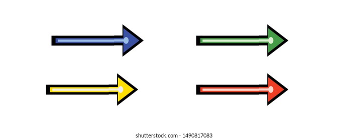Set of new style colored collection  vector arrows. Modern simple arrows isolated on white background
