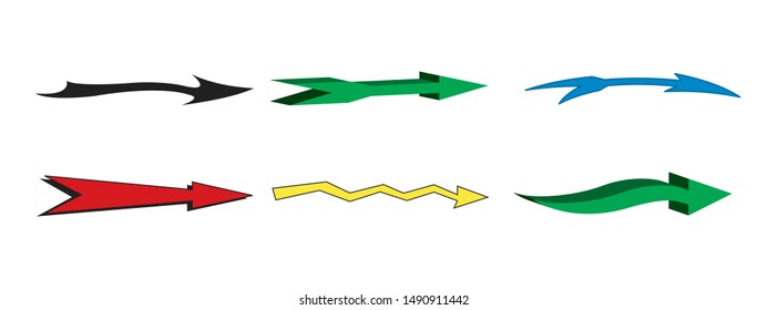 Set of new style colored collection  vector arrows. Modern simple arrows isolated on white background - vector

