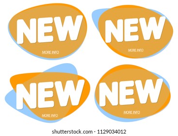Set New tags, bubble banner design template, app icon, vector illustration