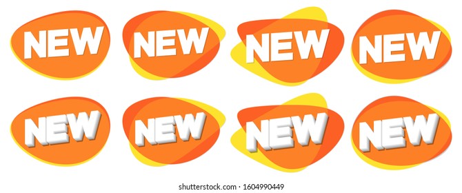 Set New tags, bubble banners design template, collection app icons, vector illustration