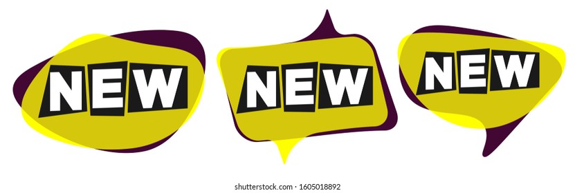 Set New tags, bubble banners design template, collection app icons, vector illustration