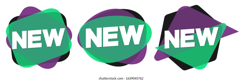 Set New tags, bubble banners design template, collection app icons, vector illustration