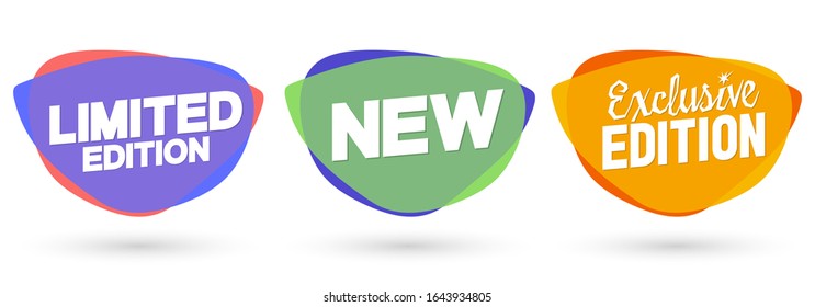 Establecer etiquetas nuevas, plantillas de diseño de banners de burbujas, iconos de aplicaciones de recopilación, ilustración vectorial