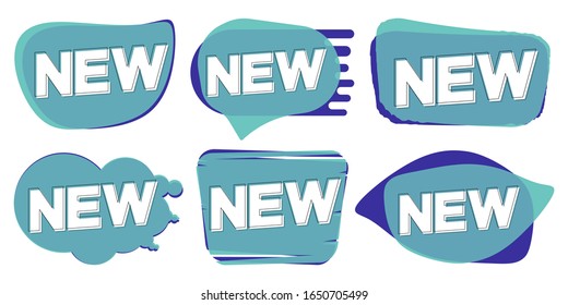 Set New tags, bubble banners design template, collection app icons, vector illustration