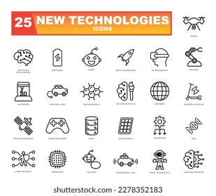 Conjunto de iconos de nuevas tecnologías.