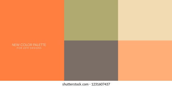 set of new trendy flat pantone color palette guide in 2019.  for any project designs - web and graphic designs, mobile application, background new year colors - 28