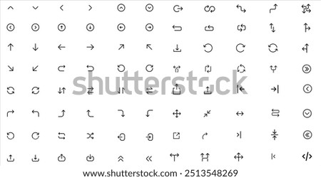 Set of new UI style vector arrows isolated on white background. Arrow vector icon set. Arrows vector illustration