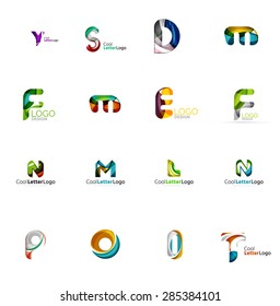 Reihe neuer universeller Firmenlogo-Ideen, geometrische Business-Icon-Kollektion - Buchstaben, Wirbelwellen und andere Formen