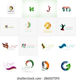 Reihe neuer universeller Firmenlogo-Ideen, geometrische Business-Icon-Kollektion - Buchstaben, Wirbelwellen und andere Formen