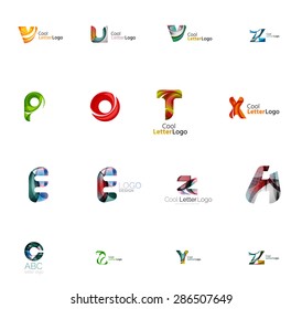 Reihe neuer universeller Firmenlogo-Ideen, geometrische Business-Icon-Kollektion - Buchstaben, Wirbelwellen und andere Formen