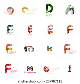 Set of new universal company logo ideas, geometric business icon collection - alphabet letters, swirl waves and other shapes