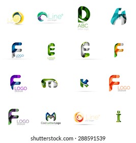 Set of new universal company logo ideas, geometric business icon collection - alphabet letters, swirl waves and other shapes