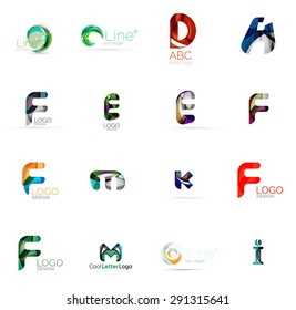 Set of new universal company logo ideas, geometric business icon collection - alphabet letters, swirl waves and other shapes