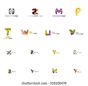 Set of new universal company logo ideas, geometric business icon collection - alphabet letters, swirl waves and other shapes Set of new universal company logo ideas, geometric business icon collection - alphabet letters, swirl waves and other shapes