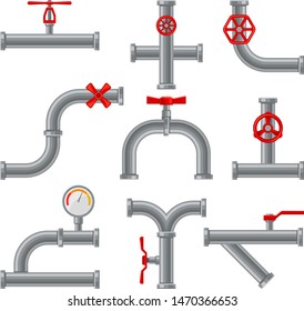 Set of new water pipes. Vector illustration on white background.