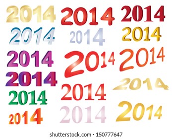 set of new year 2014 numbers over white