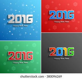 Set New year 2016 modern vector background, Text design, Vector Eps 10