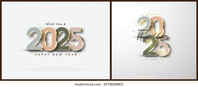 Set of new year 2025 with different numbers. Vector premium design. New year 2025 background for a poster, calendar, greeting card and cover.