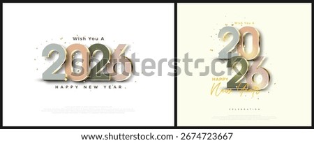 Set of new year 2026 with different numbers. Vector premium design. New year 2026 background for a poster, calendar, greeting card and cover.