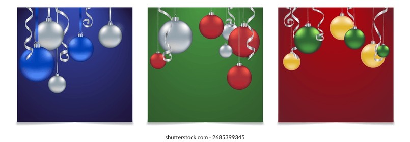 Un conjunto de Plantillas de tarjetas de Nuevo Año para promociones, anuncios, anuncios, descuentos y ventas, Anuncios con un espacio vacío. Venta de Navidades, publicación en redes sociales, anuncios, impresión, Anuncio de temporada. EPS10