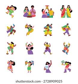 Conjunto de celebraciones de año Nuevo Ilustraciones planas 

