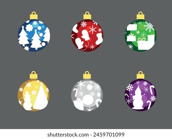 Set of New Year and Christmas balls
