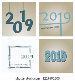 Set of New Year Christmas lettering Calligraphy Brush Text Holiday Sticker illustration