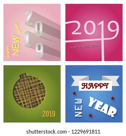 Set of New Year Christmas lettering Calligraphy Brush Text Holiday Sticker illustration