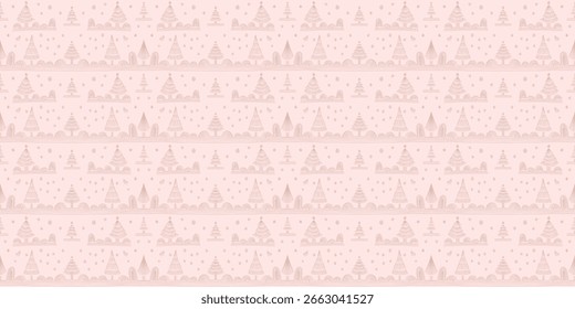 Conjunto de Año Nuevo, patrones de Navidades con abetos. Estampado de invierno noruego escandinavo simple. Ilustración gráfica minimalista. Patrón de espiga rayada con copos de nieve, bolas de nieve.