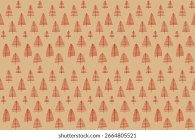 Conjunto de Ano Novo, padrões de Natal com abetos. Escandinavo norueguês simples inverno impressão. Ilustração gráfica minimalista. Padrão de espinha de peixe listrada com flocos de neve, bolas de neve.