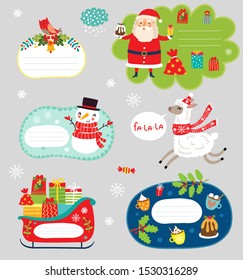 Set of New Year Christmas stickers