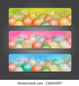 Set of New Year colorful headers with bolls