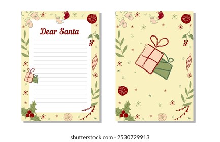 Set New Year cover, wish list, organizer, notebook, book.  Holiday new year decoration template. Cover for New Year's wish list vertical format A4, A5.