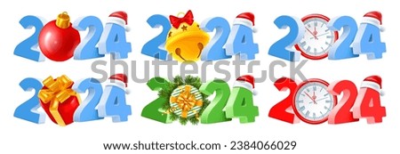 Similar – Image, Stock Photo 2024 on colorful slips of paper