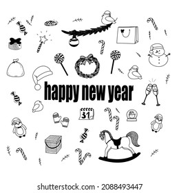 Set of New Year doodle.